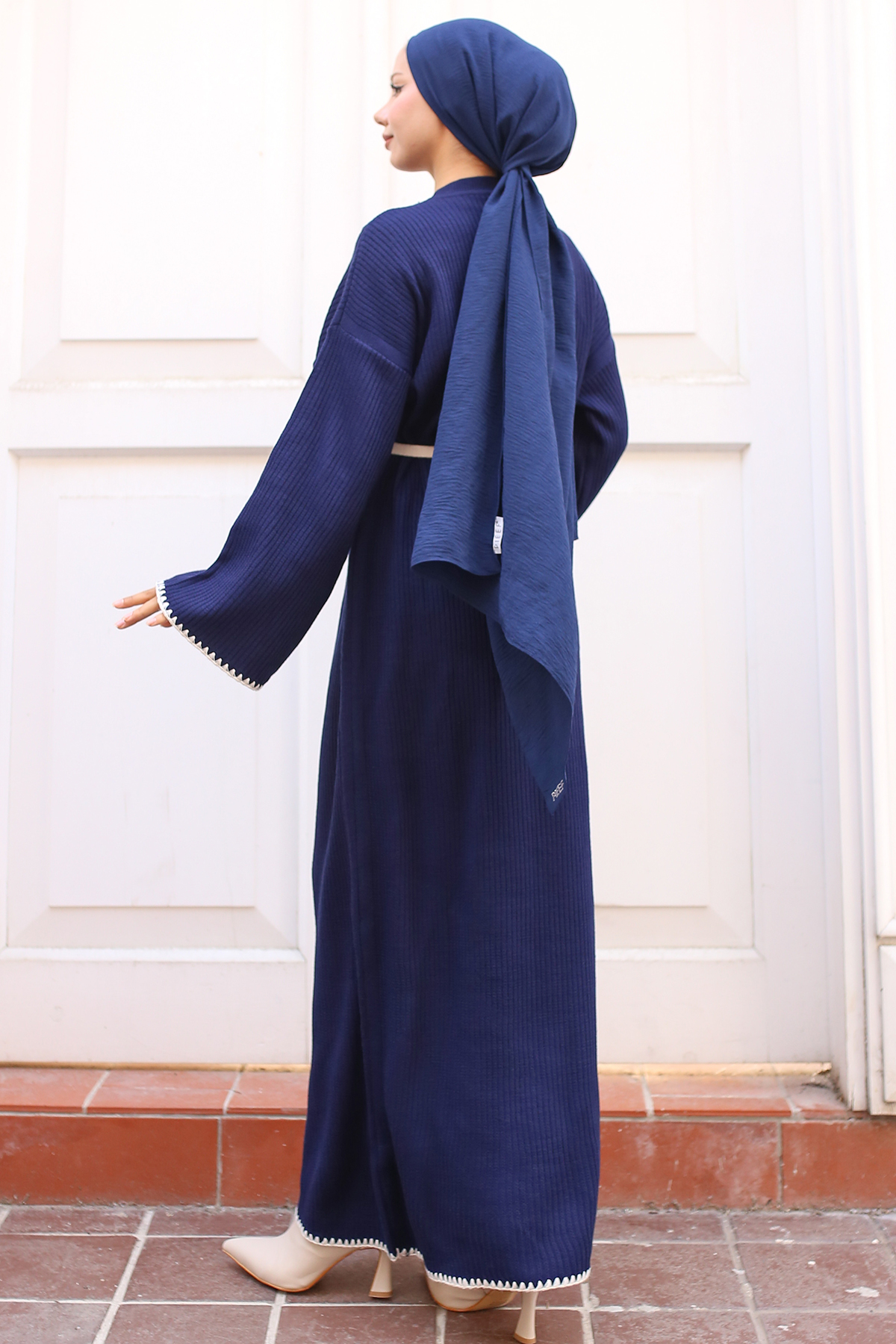 Embroidered Detailed Knit Dress Oil Green-detail