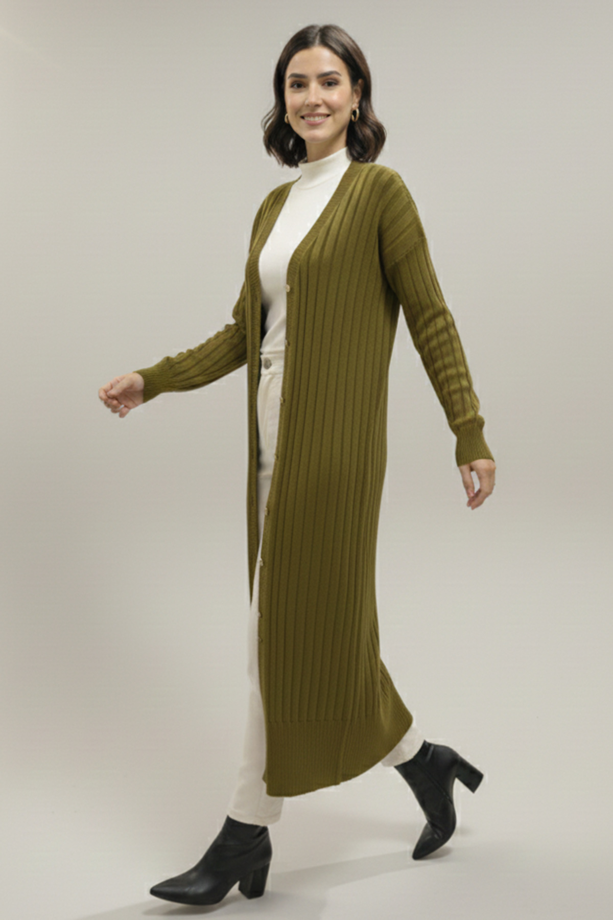 Patterned Long Mercerized Cardigan-detail