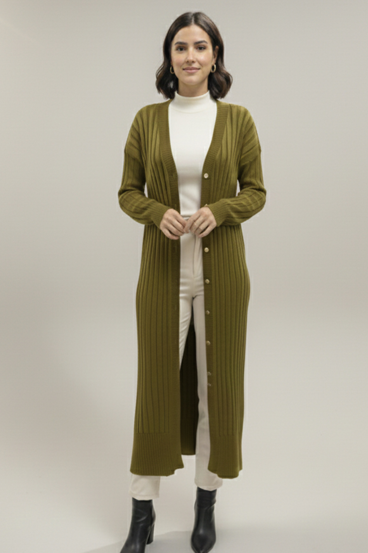 Patterned Long Mercerized Cardigan-detail