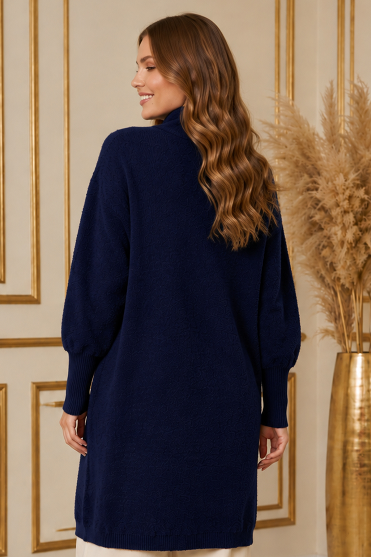 Düğmeli Sakal Hırka N3265 Lacivert-detail