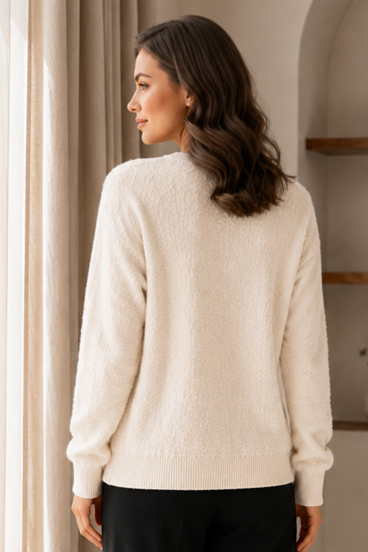 Düğmeli Sakal Hırka N3328 Taş Rengi-detail