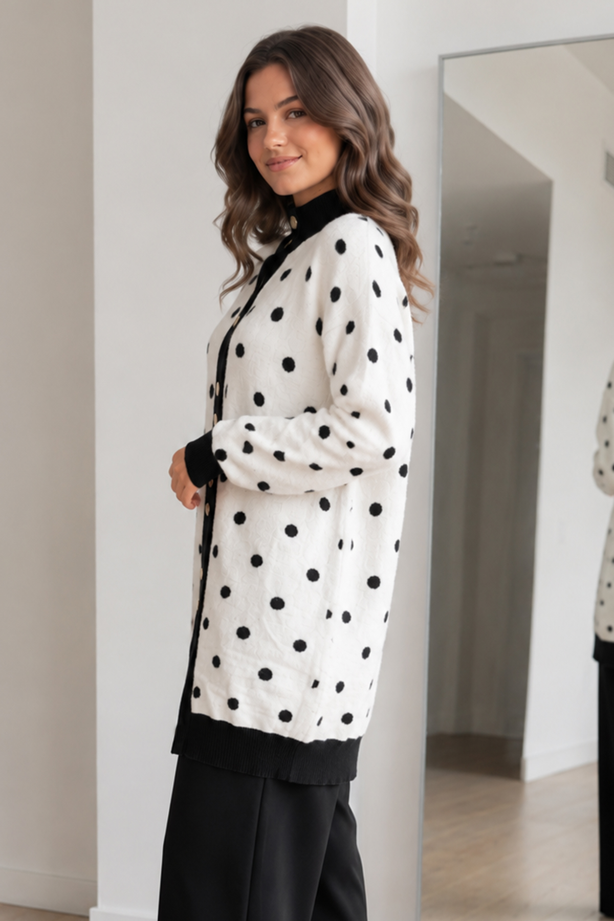 Puantiyeli Sakal Hırka N3321 Siyah-detail