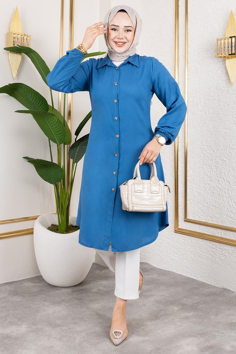 Viscose Tunic With Elasticated Cuffs