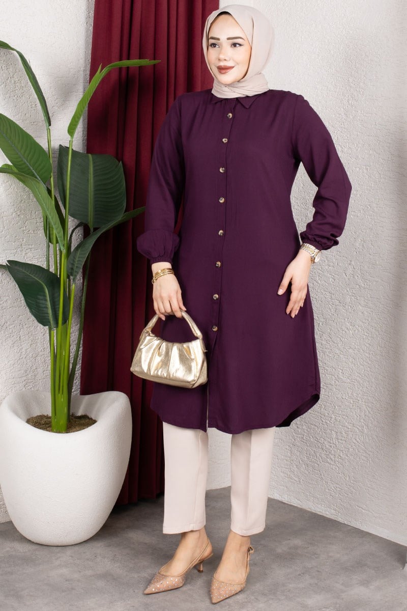 Viscose Tunic With Elasticated Cuffs