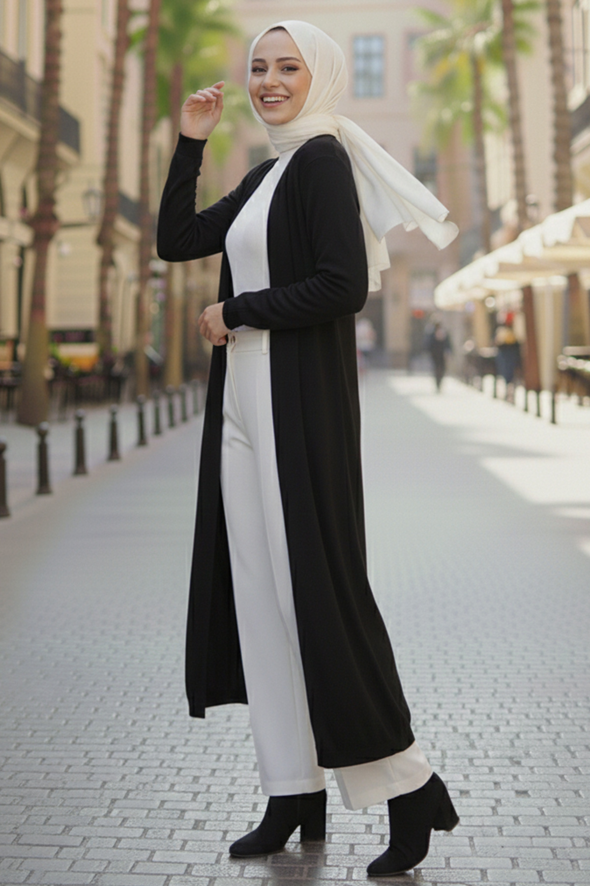 Long Knitted Cardigan With Pockets-detail