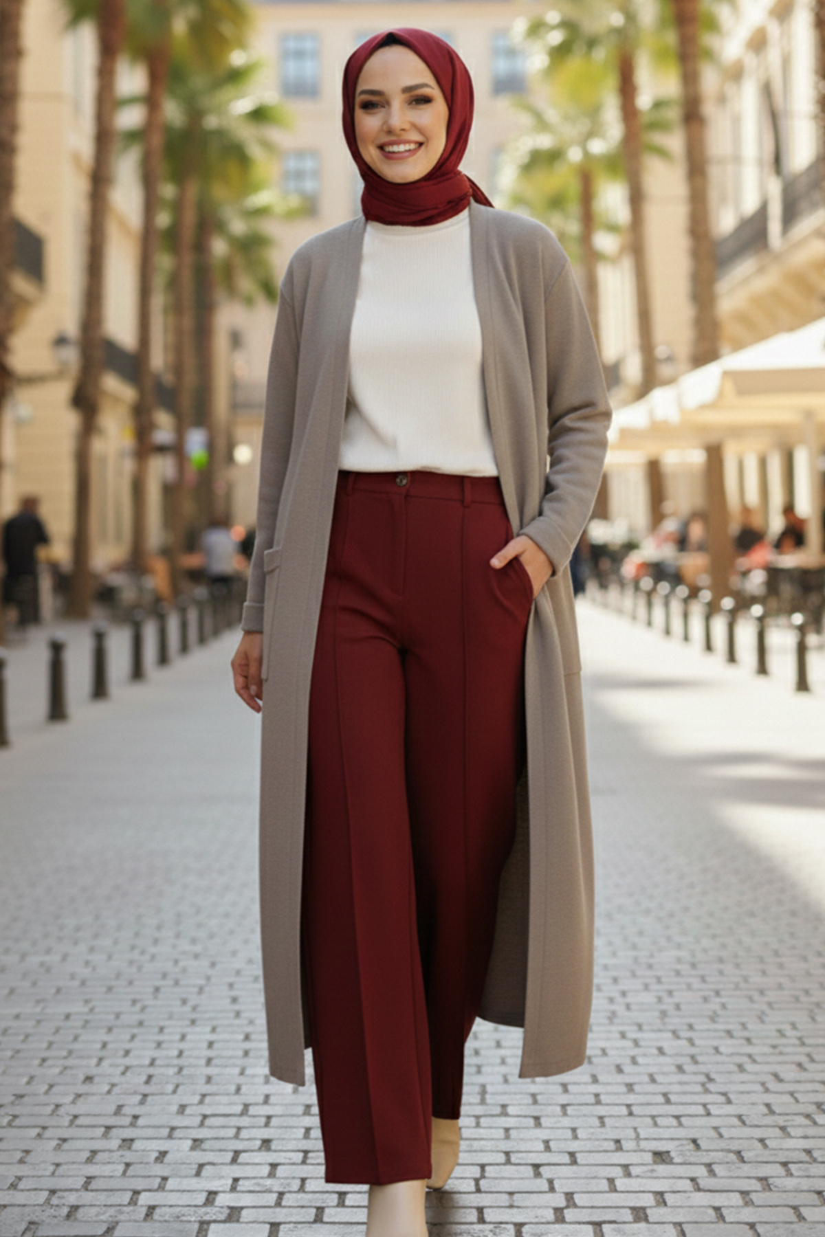 Long Knitted Cardigan With Pockets-detail