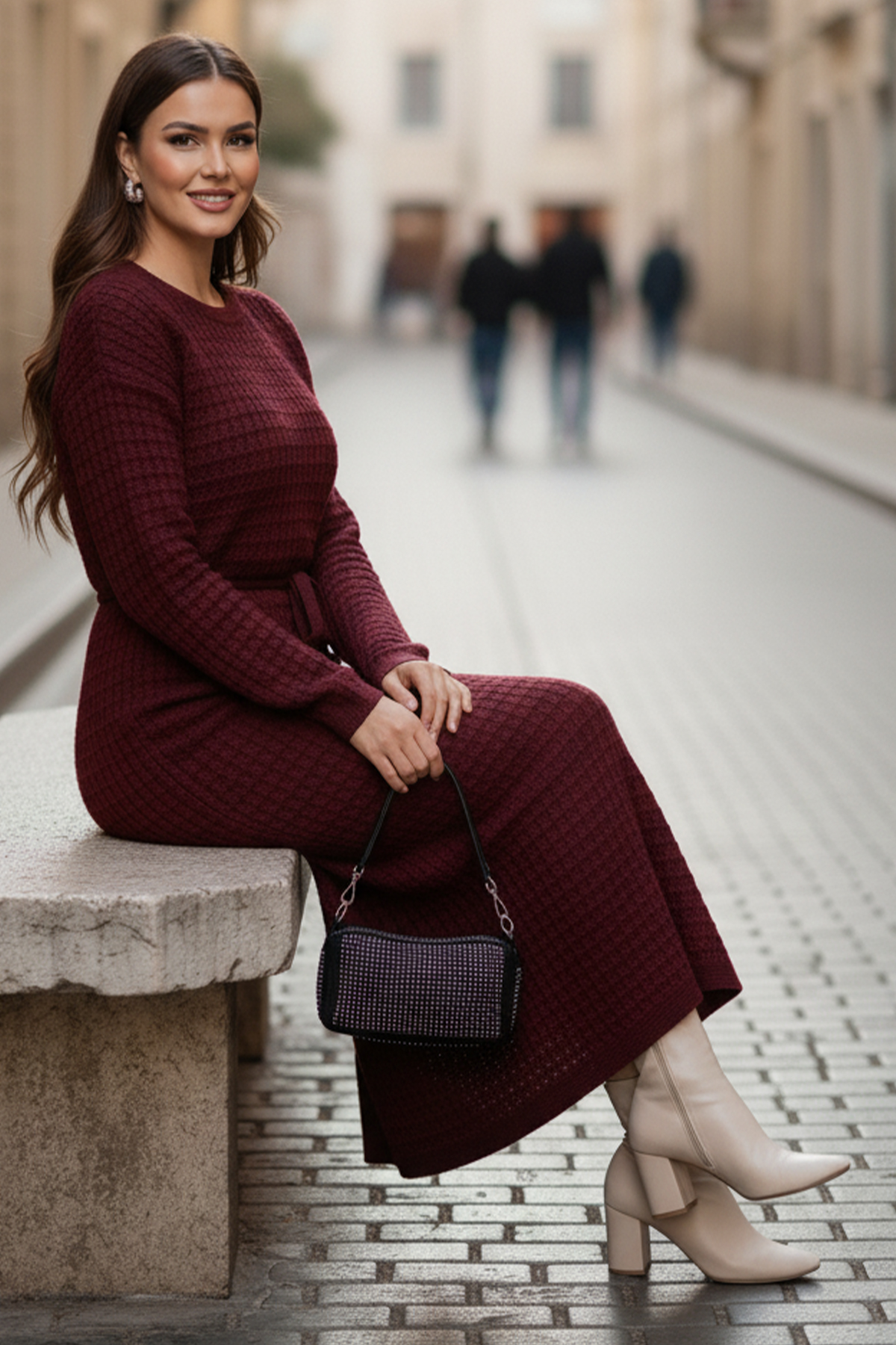 Palm Tree Mesh Knit Dress-detail