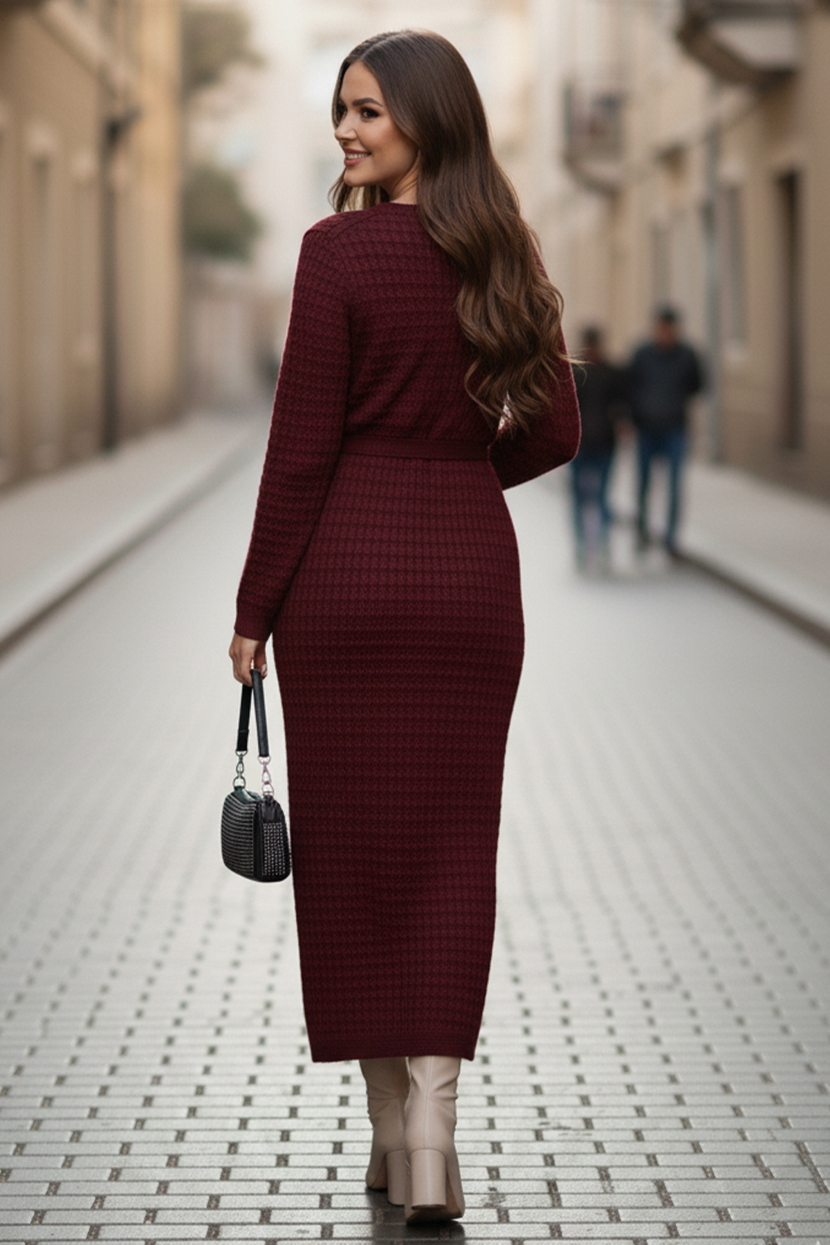 Palm Tree Mesh Knit Dress-detail