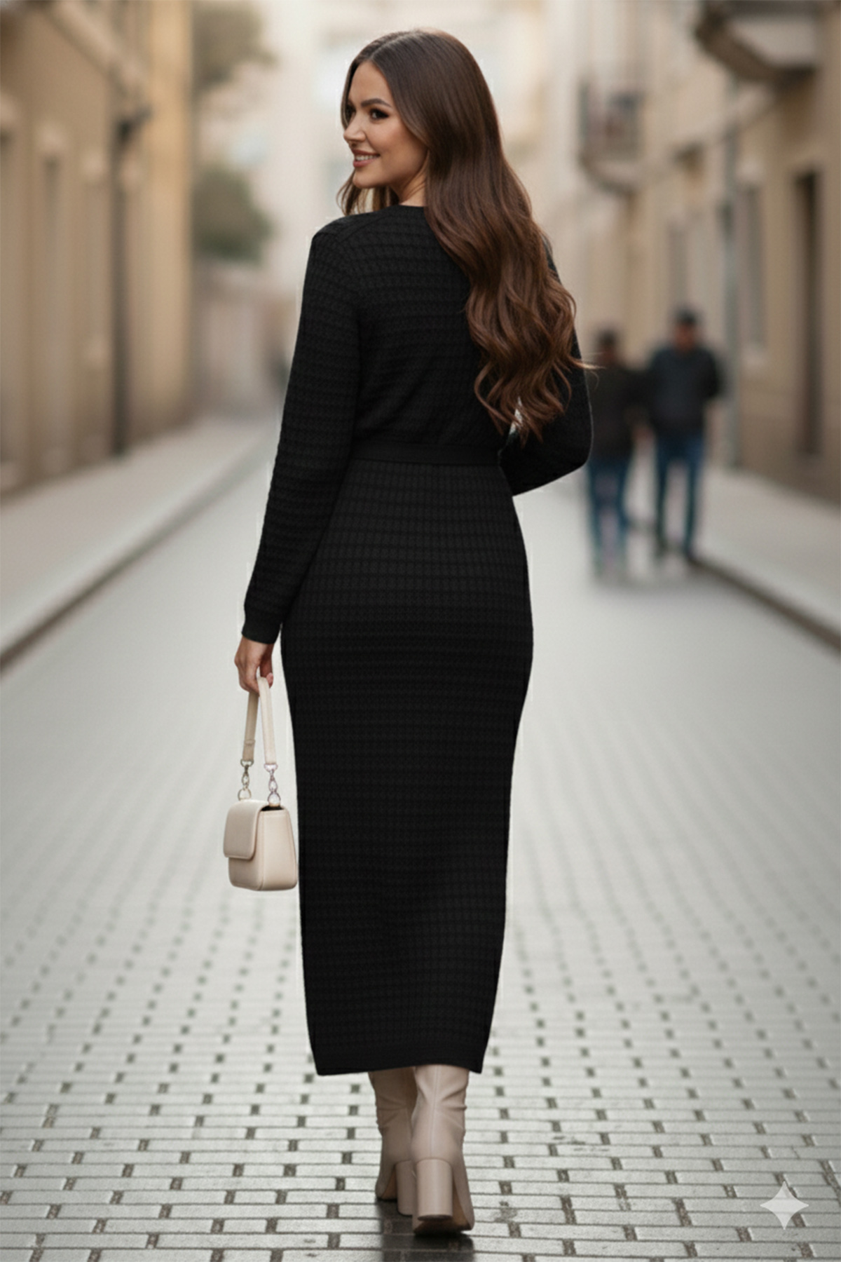 Palm Tree Mesh Knit Dress-detail