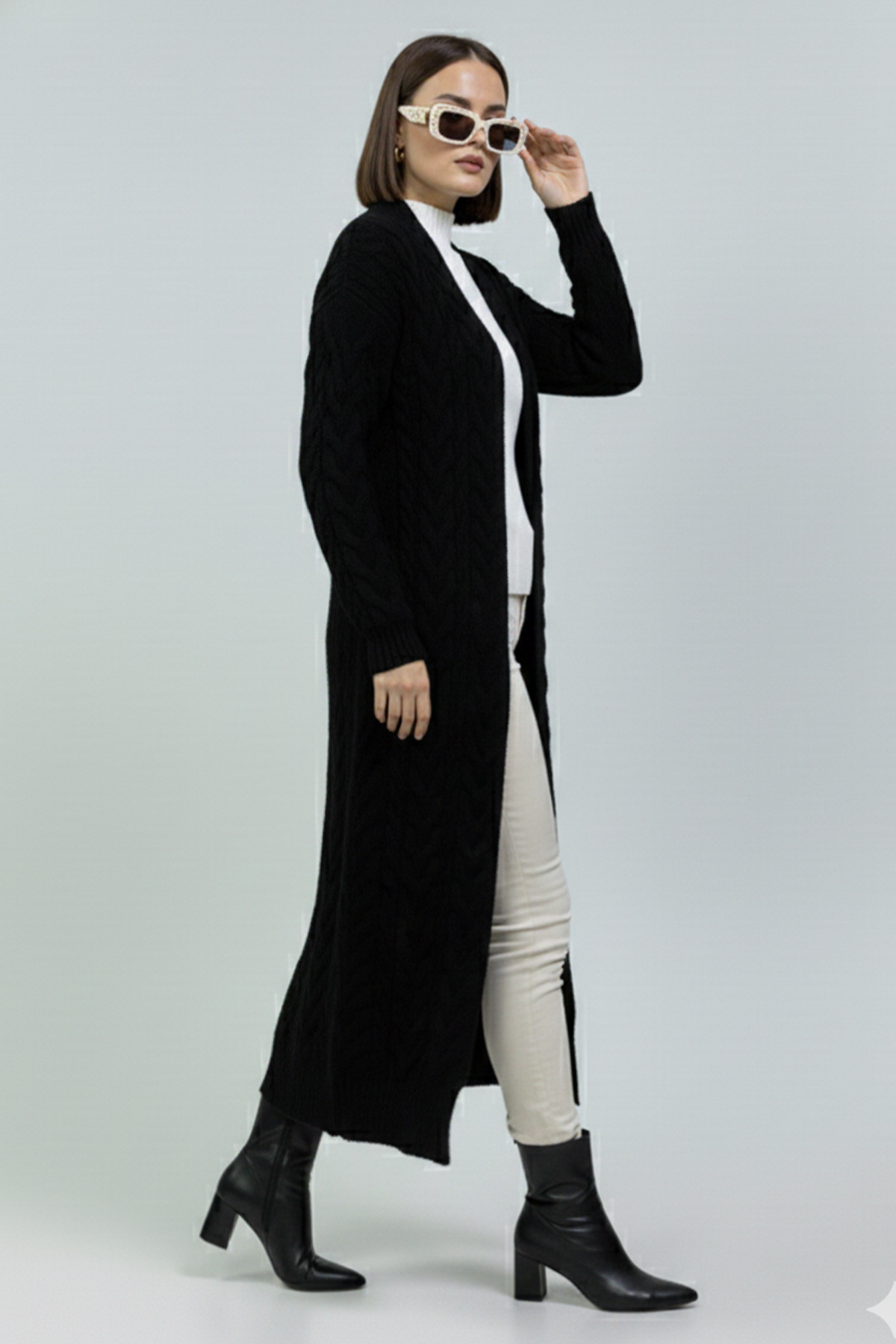 Knitted Patterned Knitwear Cardigan-detail