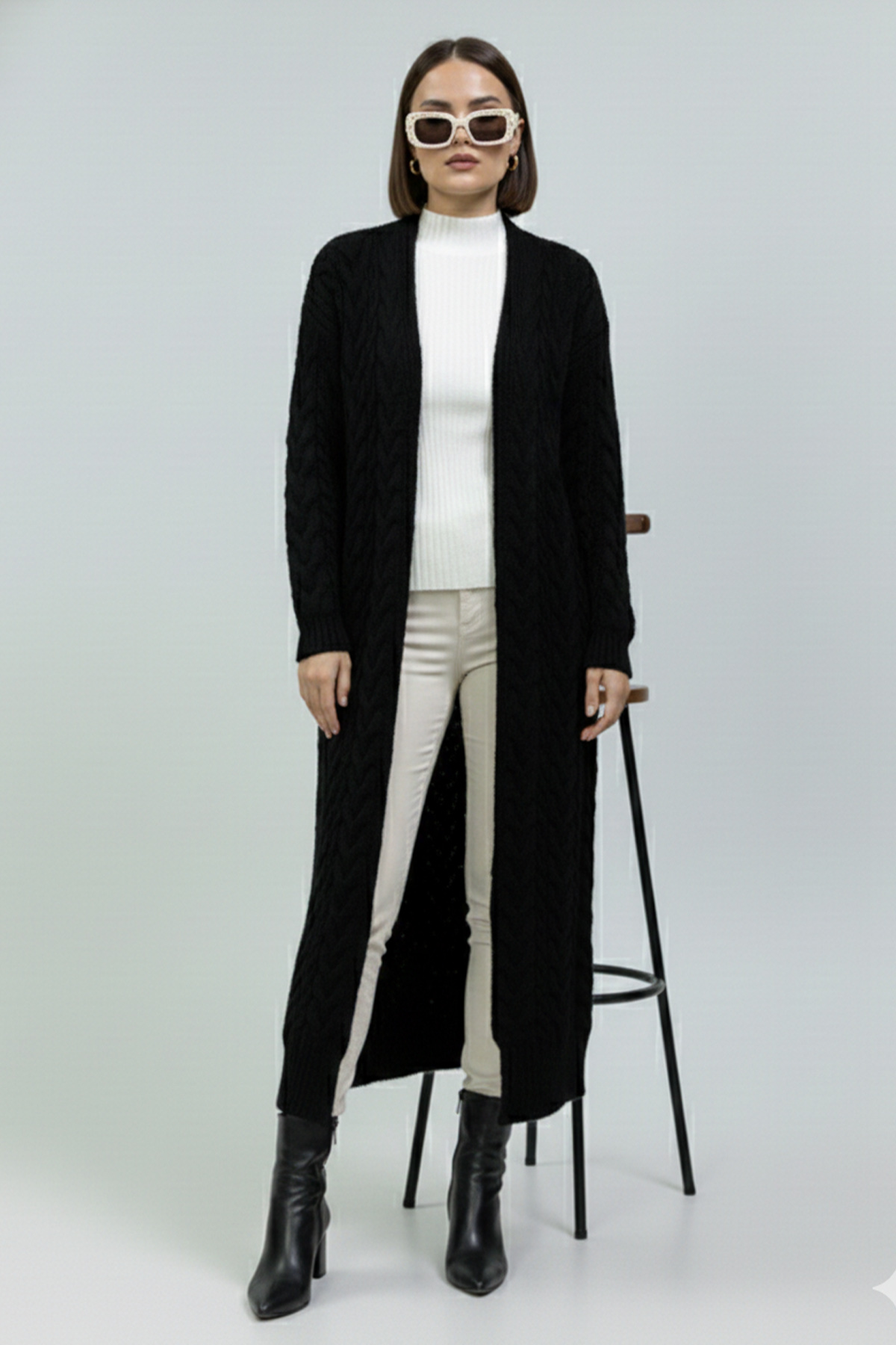 Knitted Patterned Knitwear Cardigan-detail