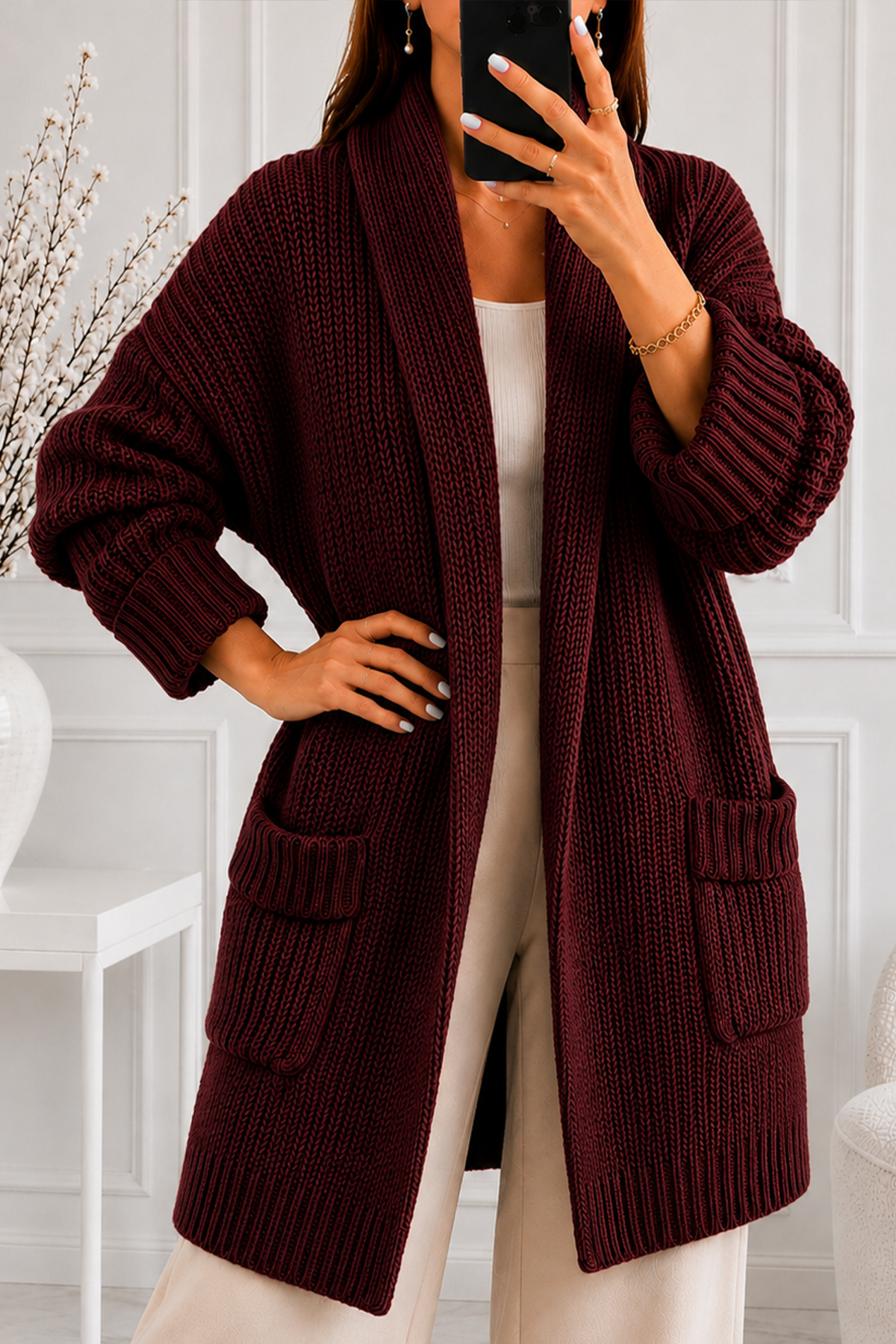 Cepli Triko Hırka R4596 Bordo-detail