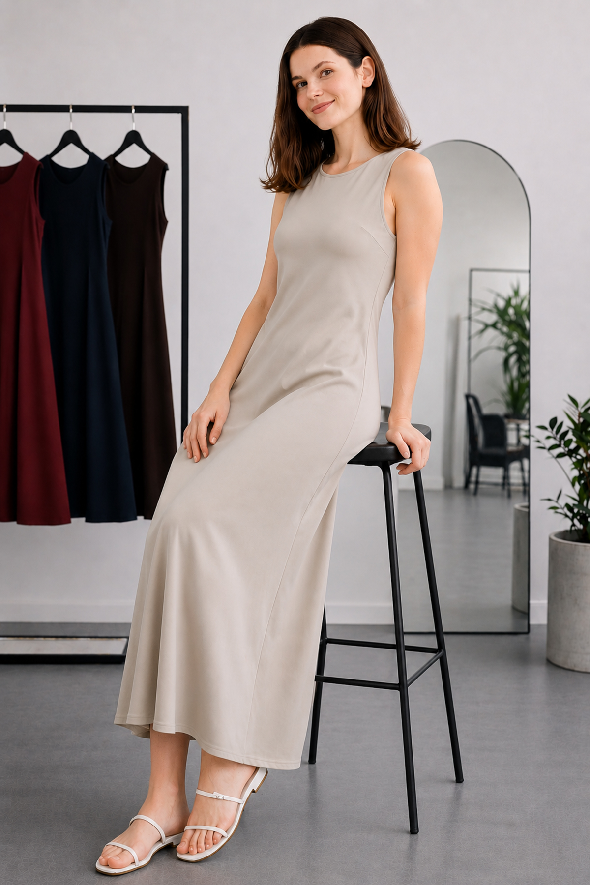 Sleeveless Undershirt Dress-detail