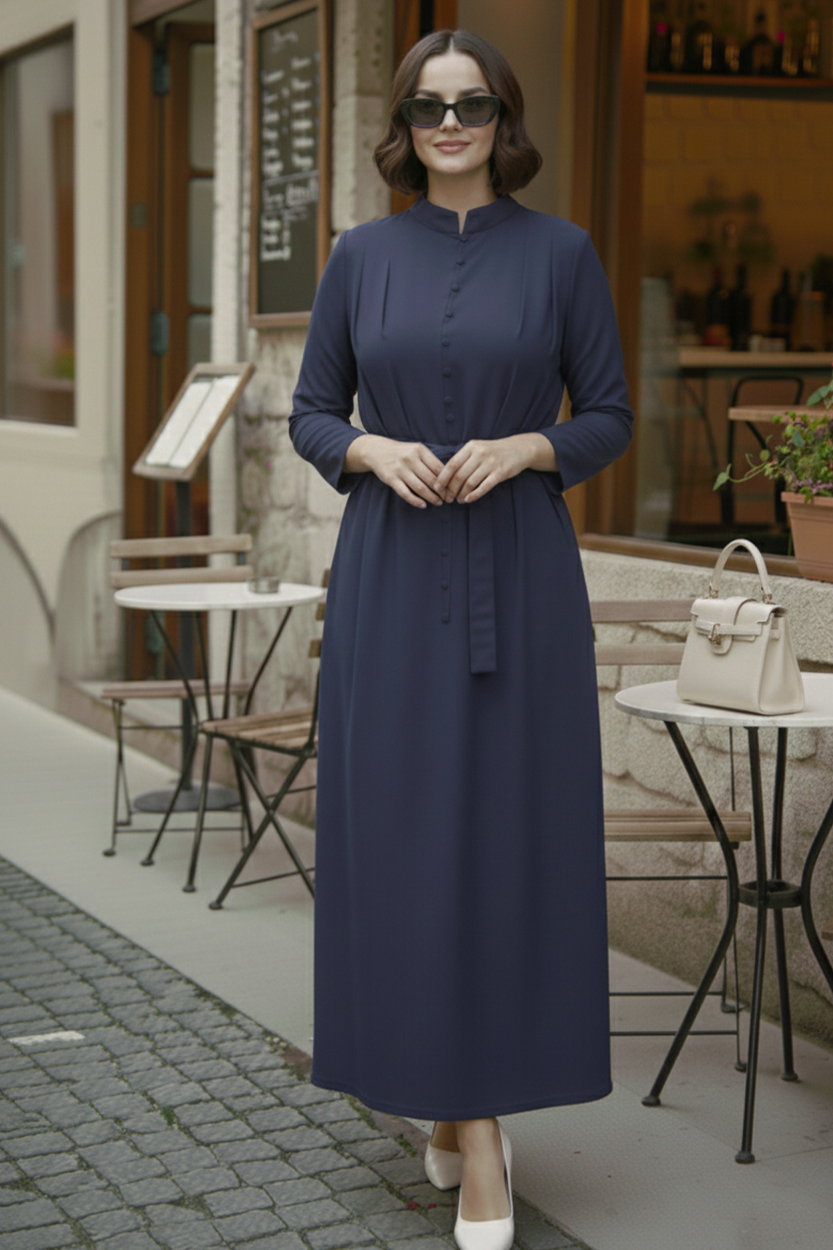 Buttoned Hijab Dress-detail