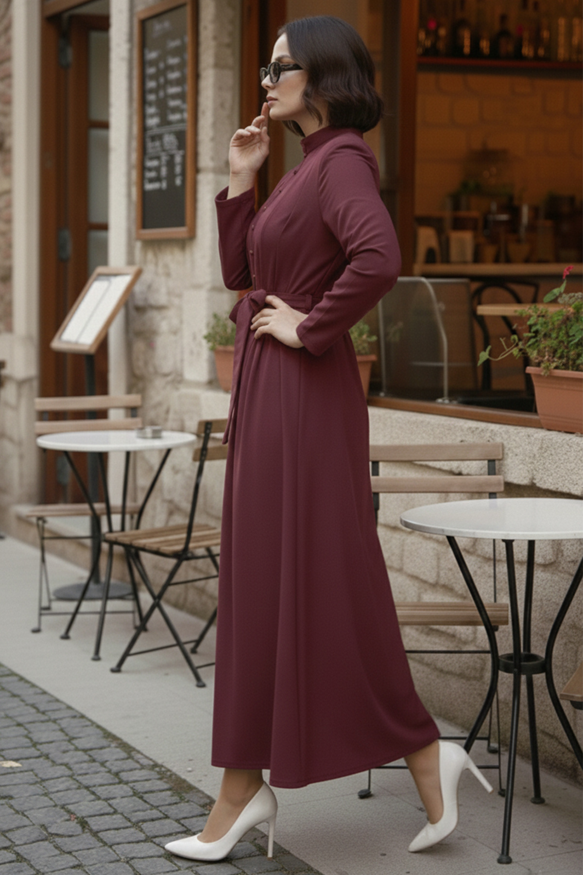 Buttoned Hijab Dress-detail