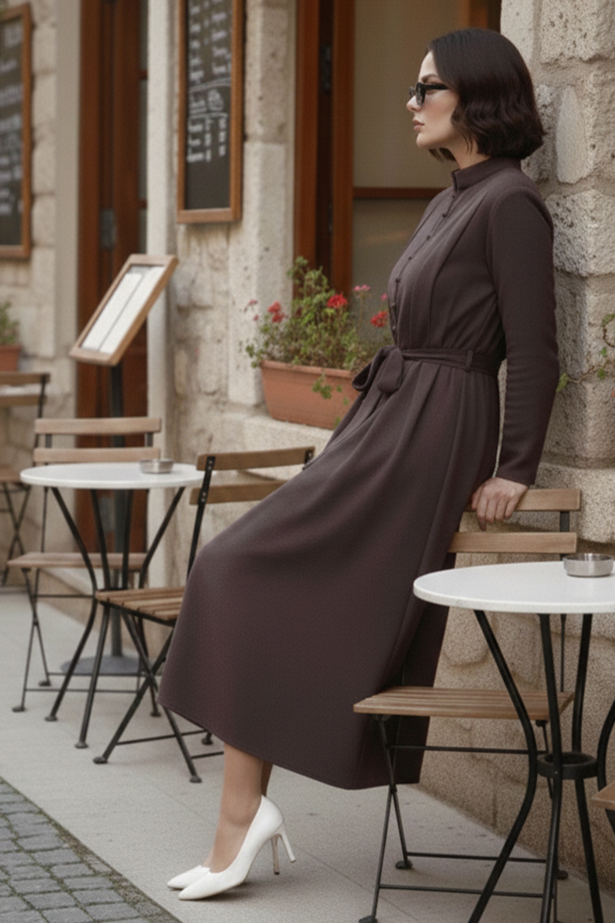 Buttoned Hijab Dress-detail