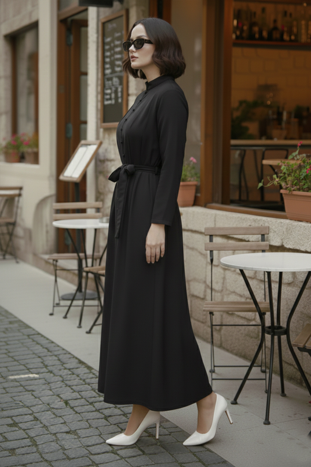 Buttoned Hijab Dress-detail