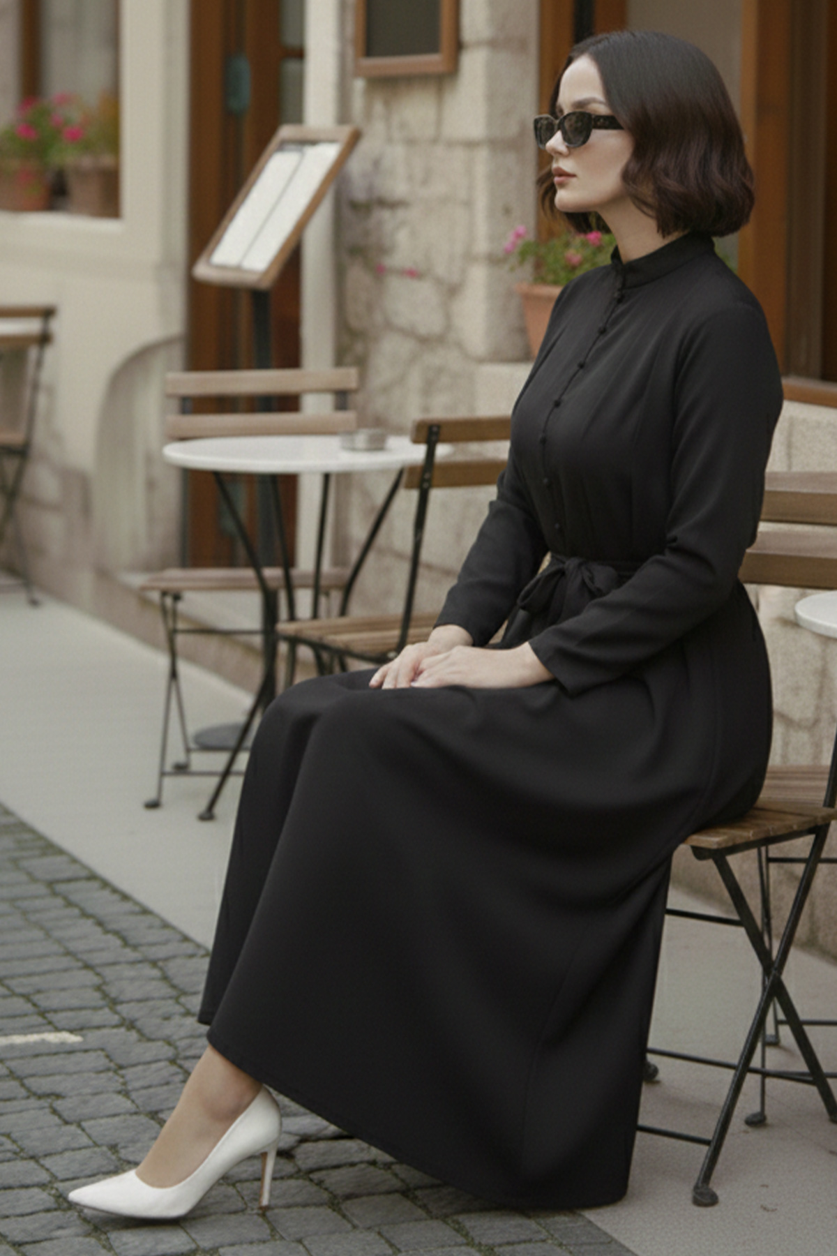 Buttoned Hijab Dress-detail