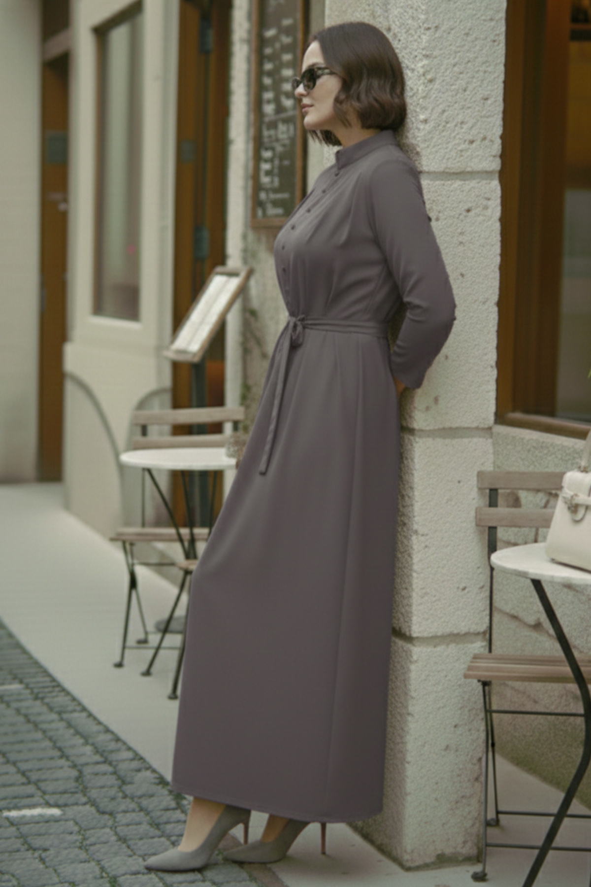 Buttoned Hijab Dress-detail