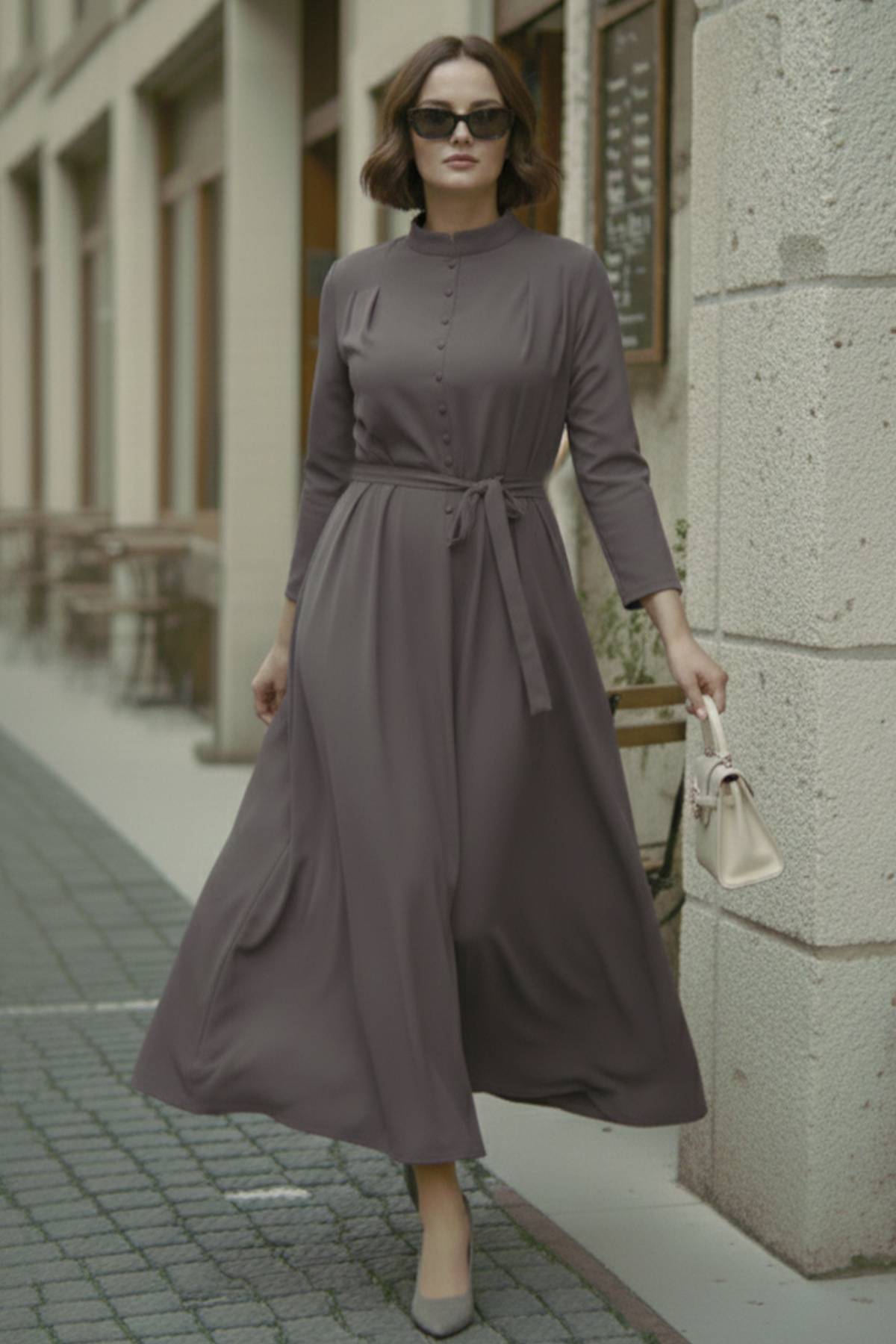 Buttoned Hijab Dress-detail