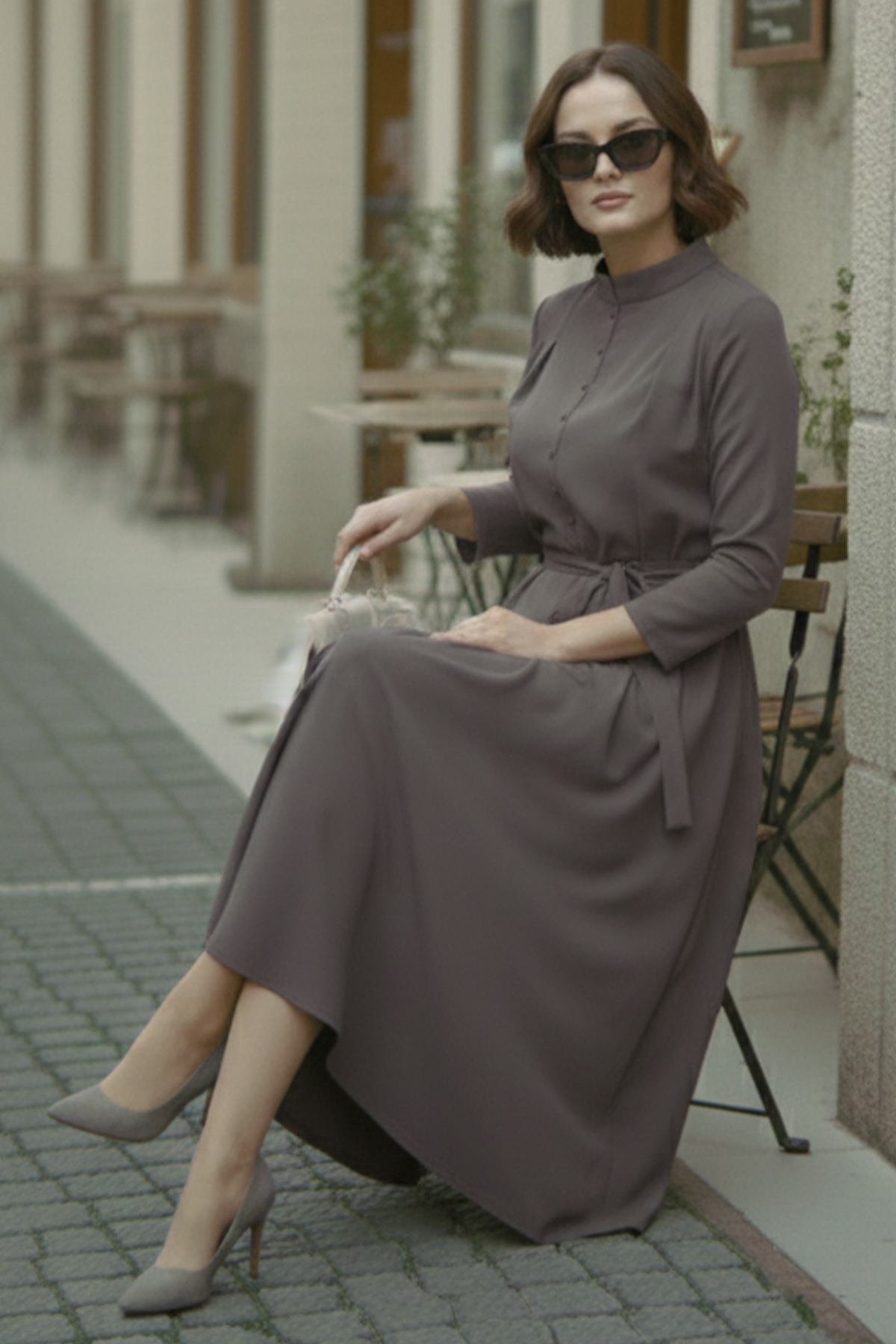 Buttoned Hijab Dress-detail