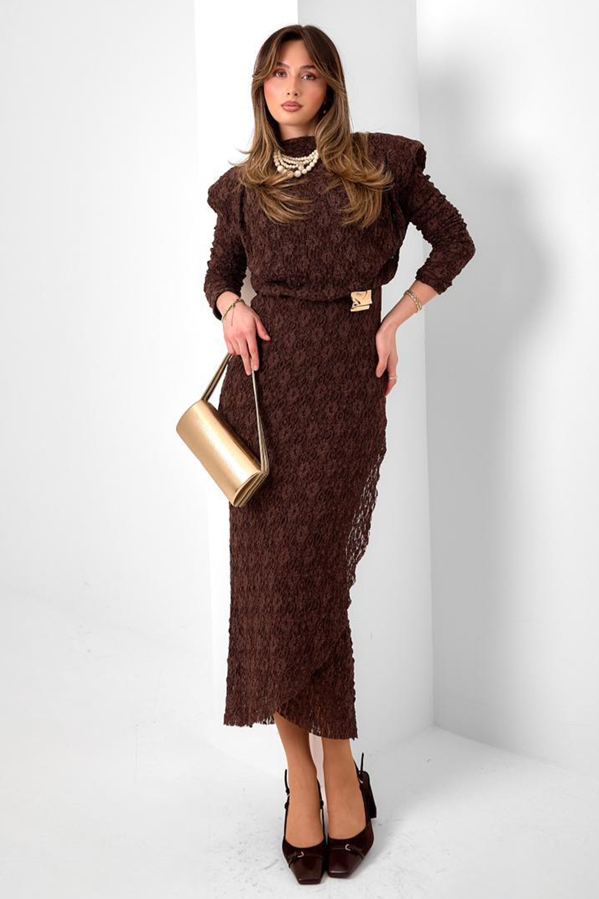 Toka Detaylı Dantelli Elbise-detail