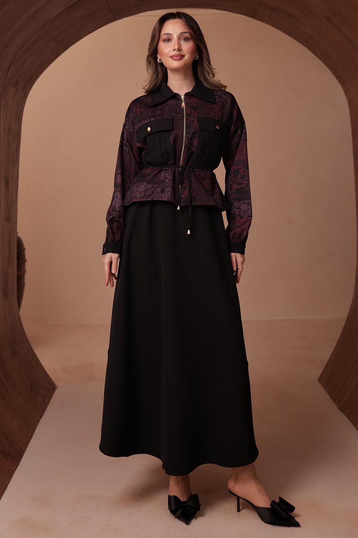 Patterned Jacket Set-detail