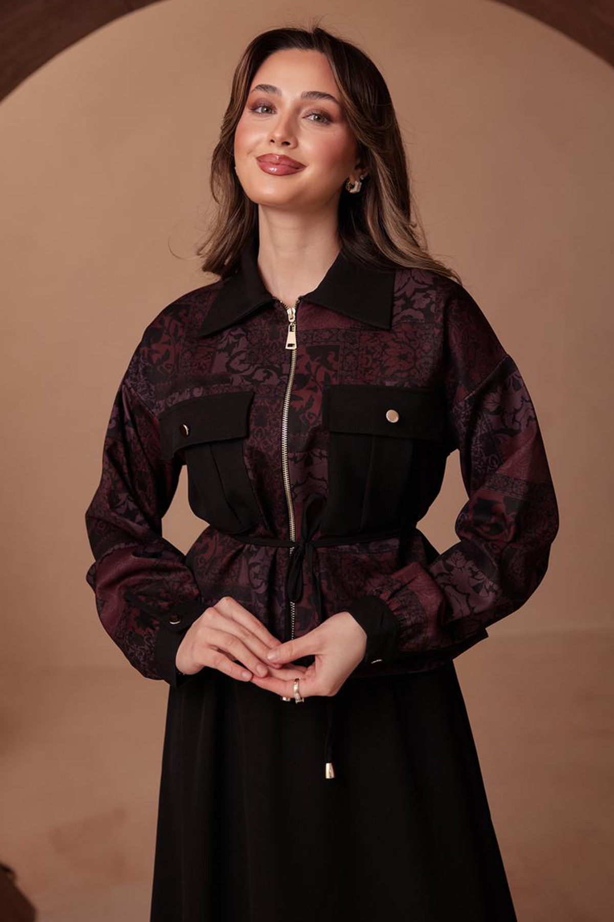 Patterned Jacket Set-detail