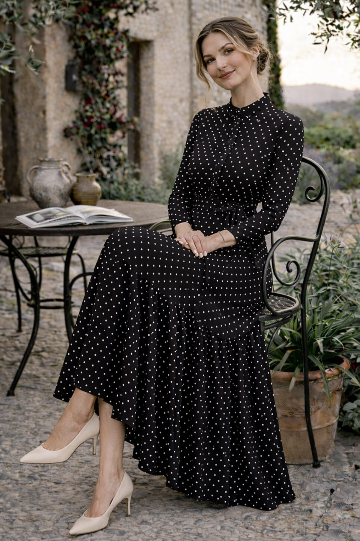 Puantiye Desenli Tesettür Elbise-detail