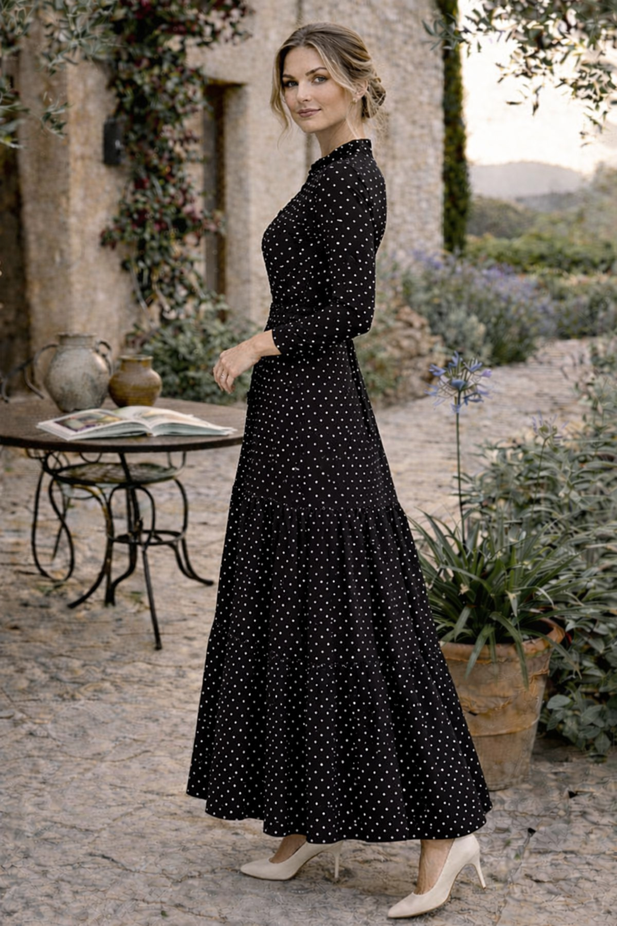 Puantiye Desenli Tesettür Elbise-detail