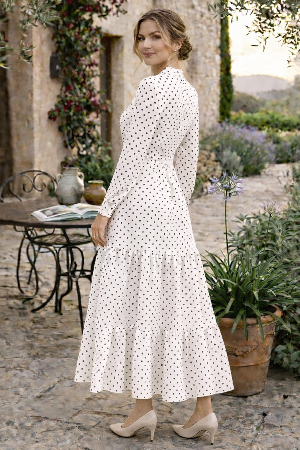 Puantiye Desenli Tesettür Elbise-detail