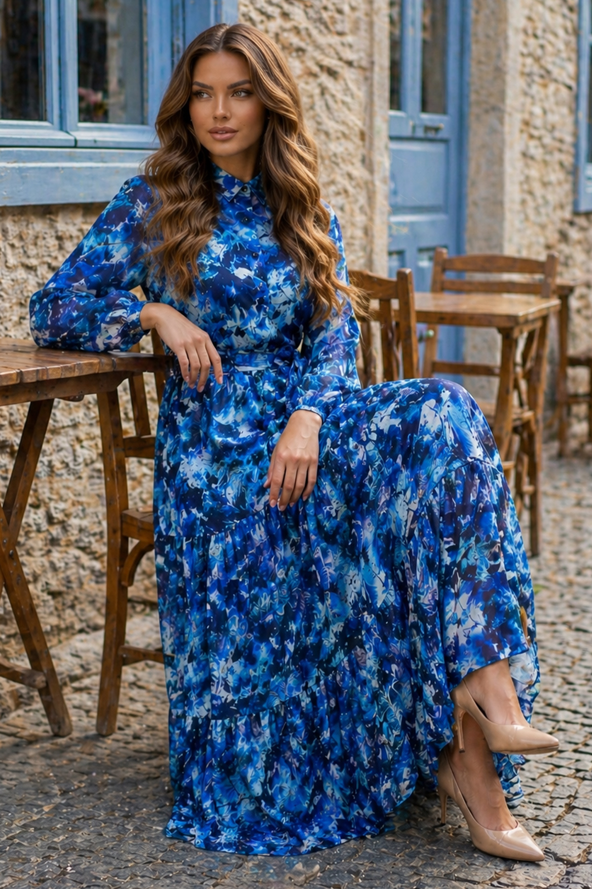 Desenli Tesettür Jessica Elbise