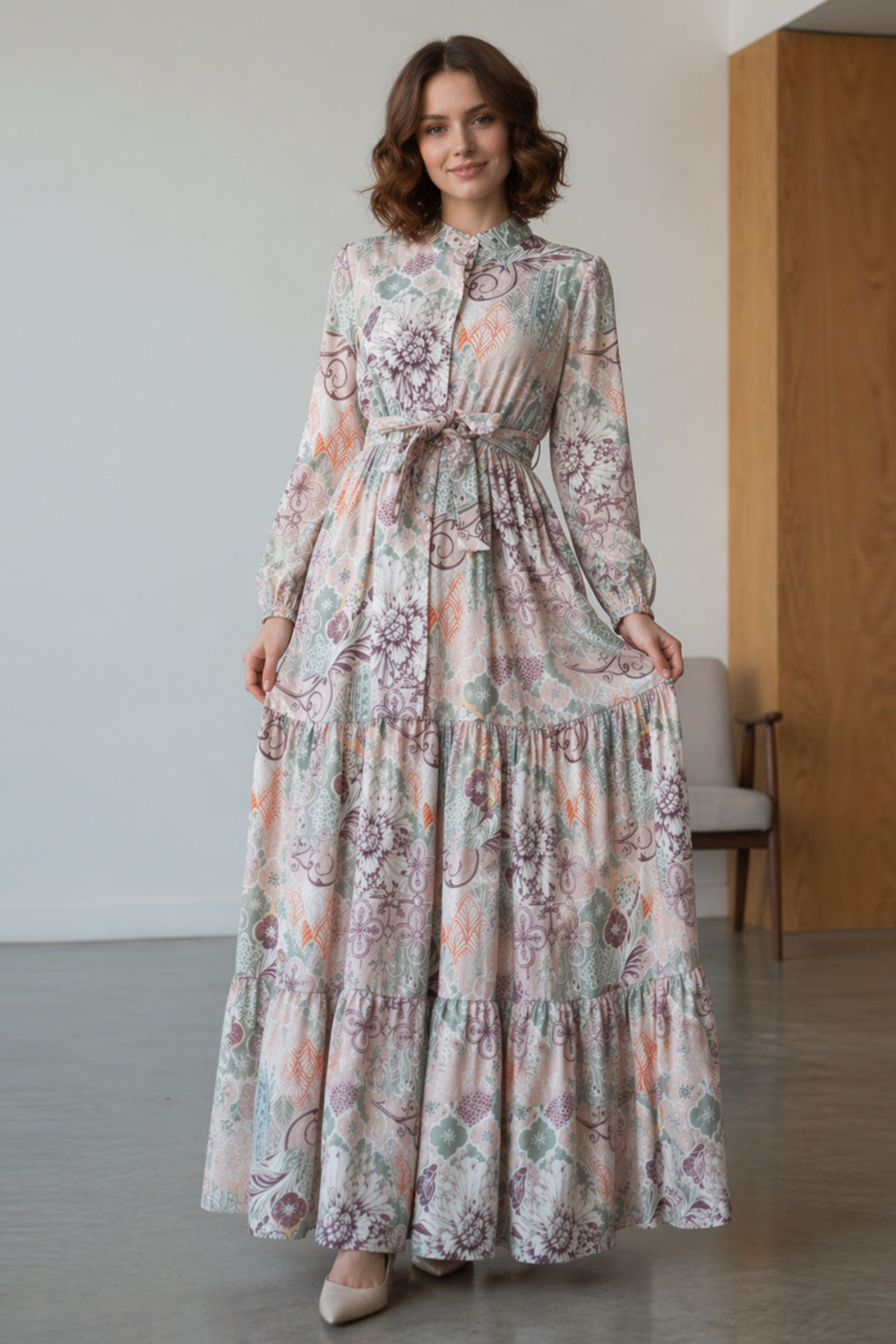 Patterned Hijab Jessica Dress-detail