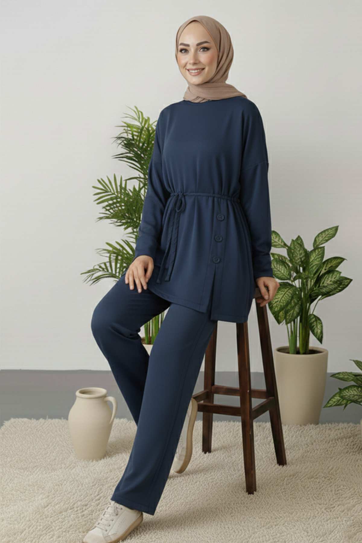 Düğme Detaylı Tunik Takım-detail