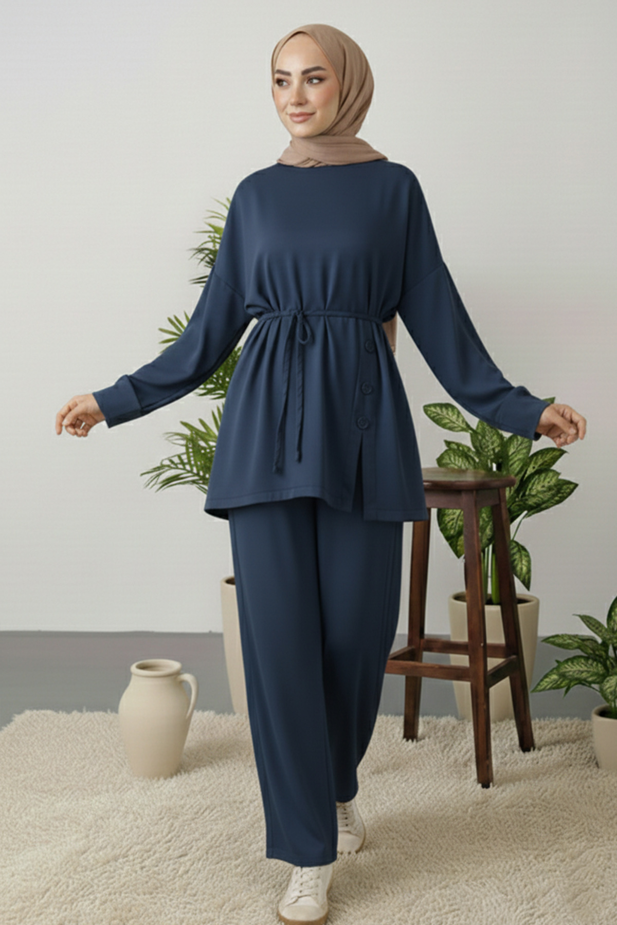 Düğme Detaylı Tunik Takım-detail