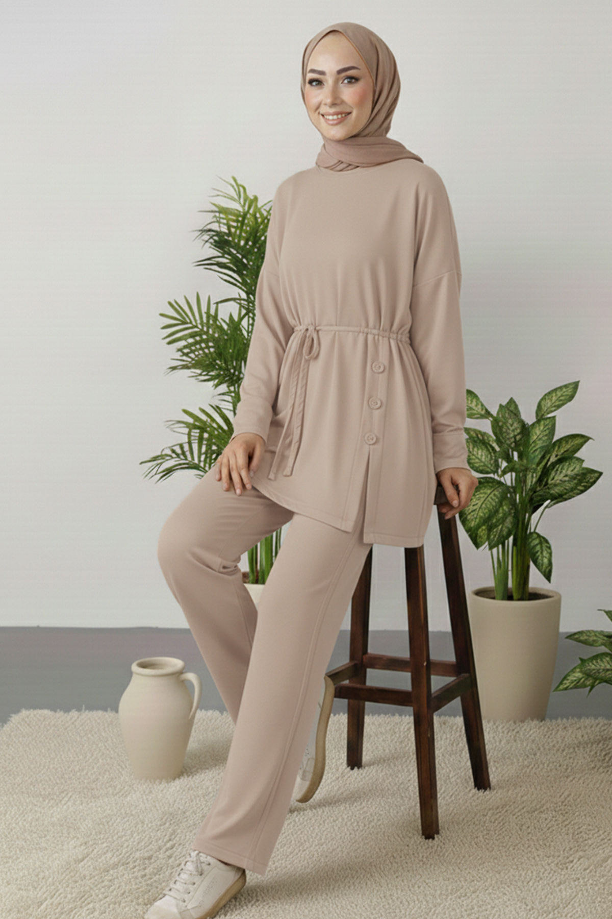 Düğme Detaylı Tunik Takım-detail