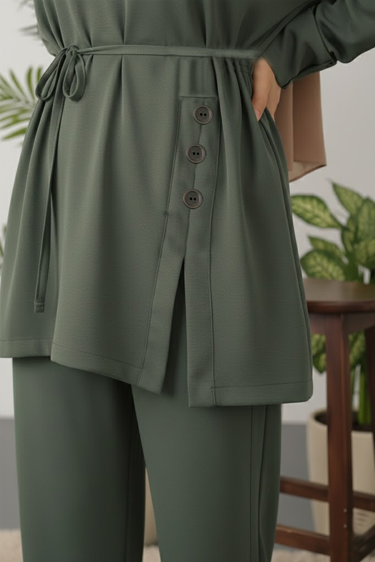 Düğme Detaylı Tunik Takım-detail