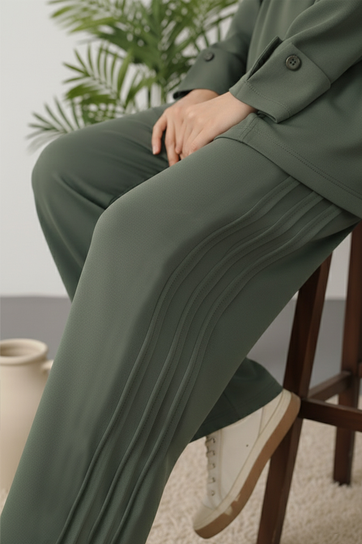 Düğme Detaylı Tunik Takım-detail