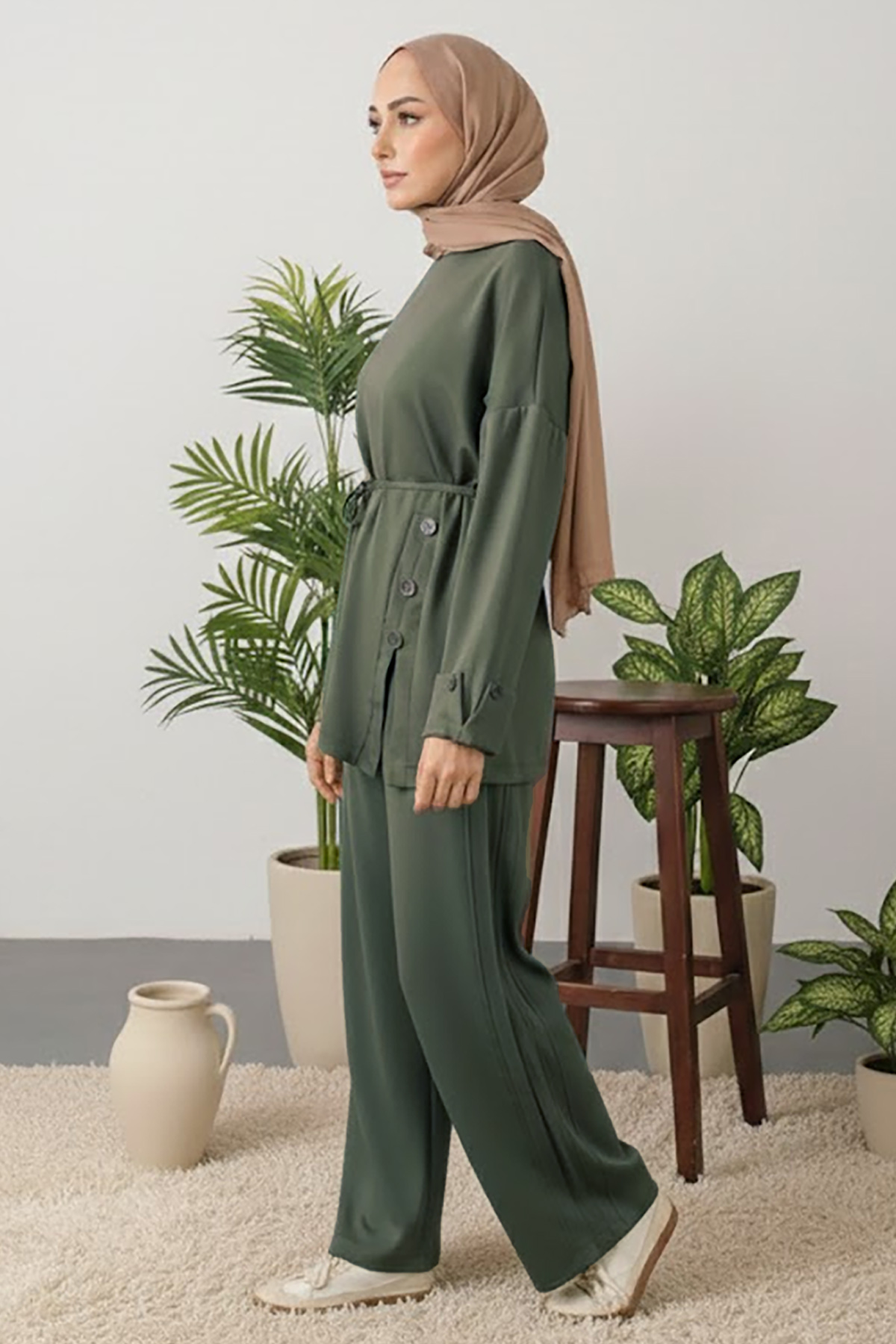 Düğme Detaylı Tunik Takım-detail