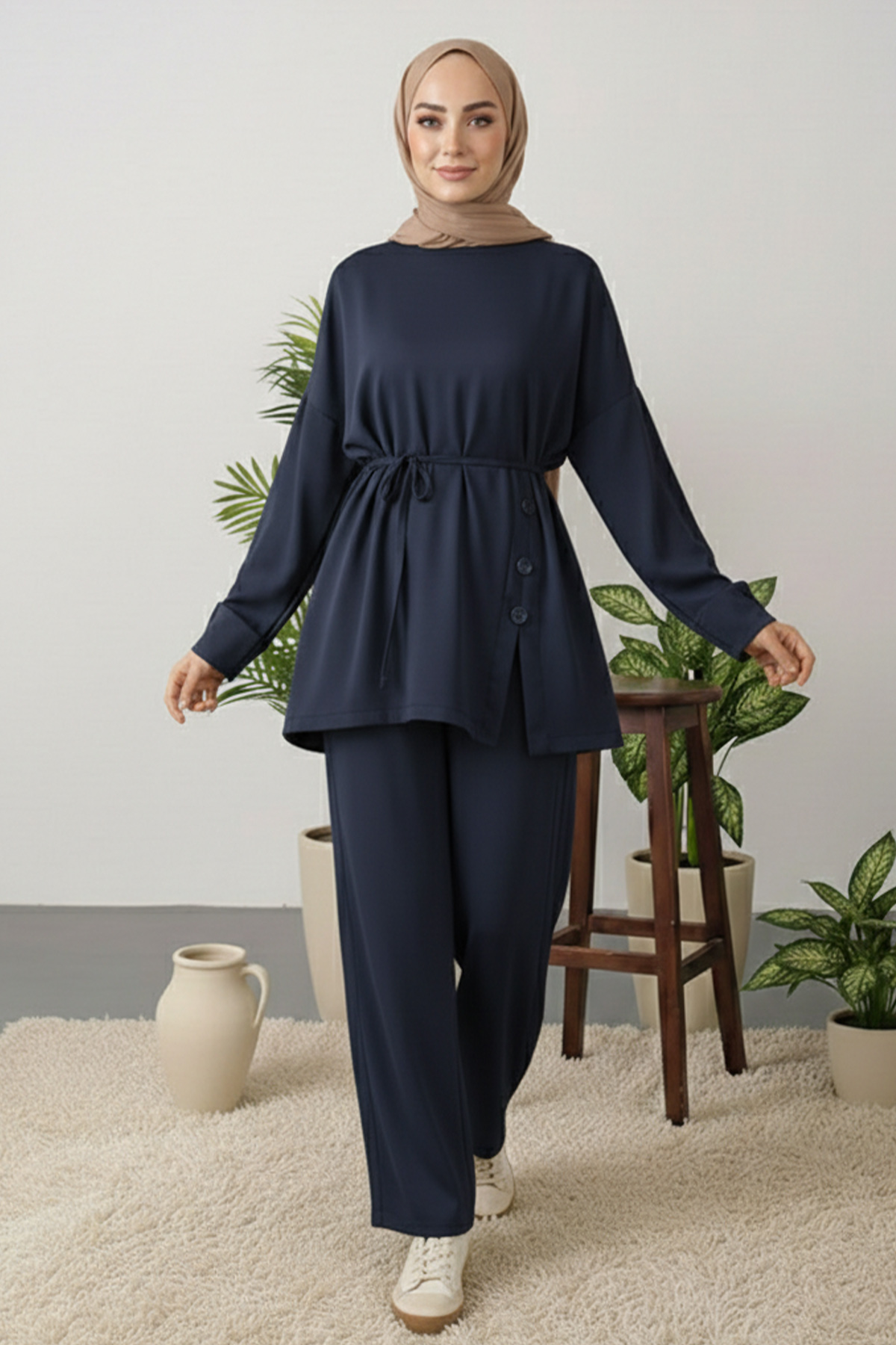 Düğme Detaylı Tunik Takım-detail