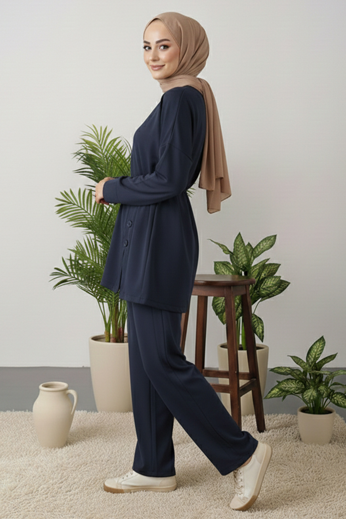 Düğme Detaylı Tunik Takım-detail