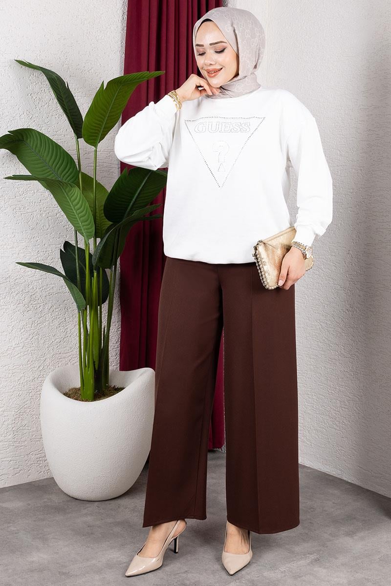 Elastic Waist Wide Leg Trousers-detail