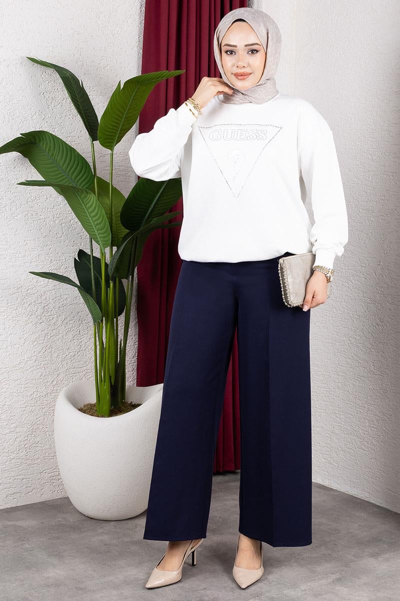 Elastic Waist Wide Leg Trousers