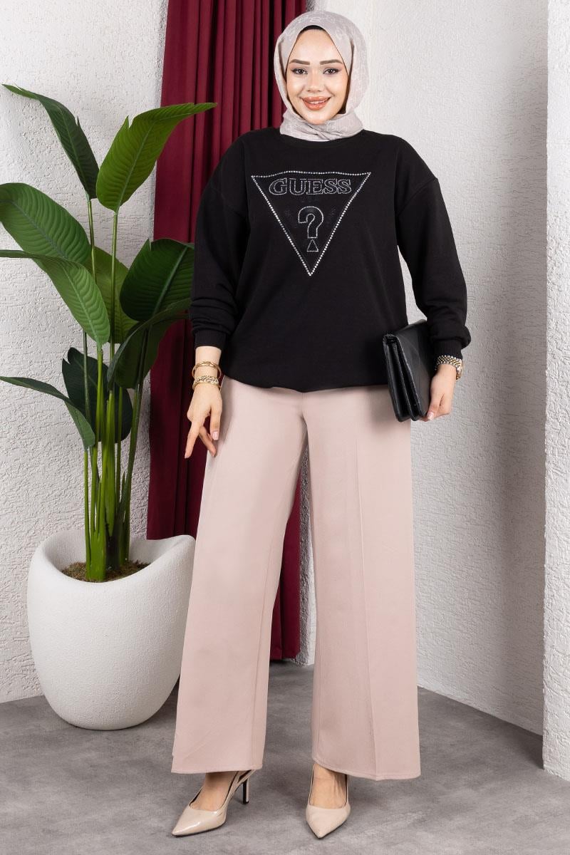 Elastic Waist Wide Leg Trousers-detail