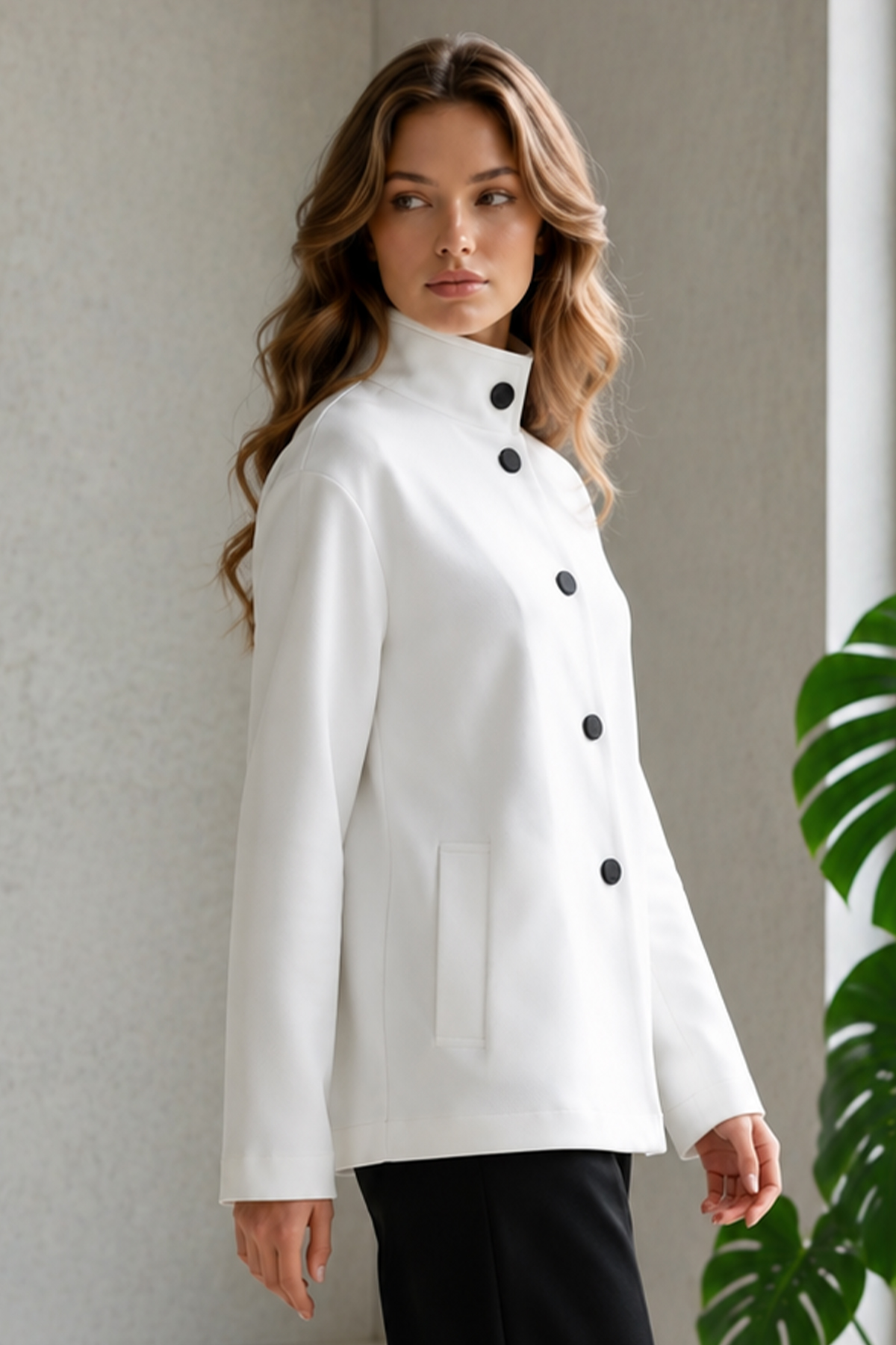 Buttoned Scuba Jacket-detail