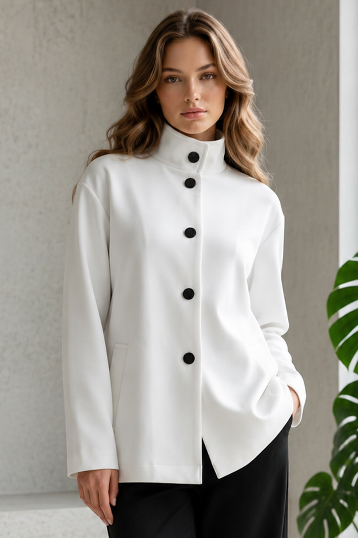 Buttoned Scuba Jacket-detail