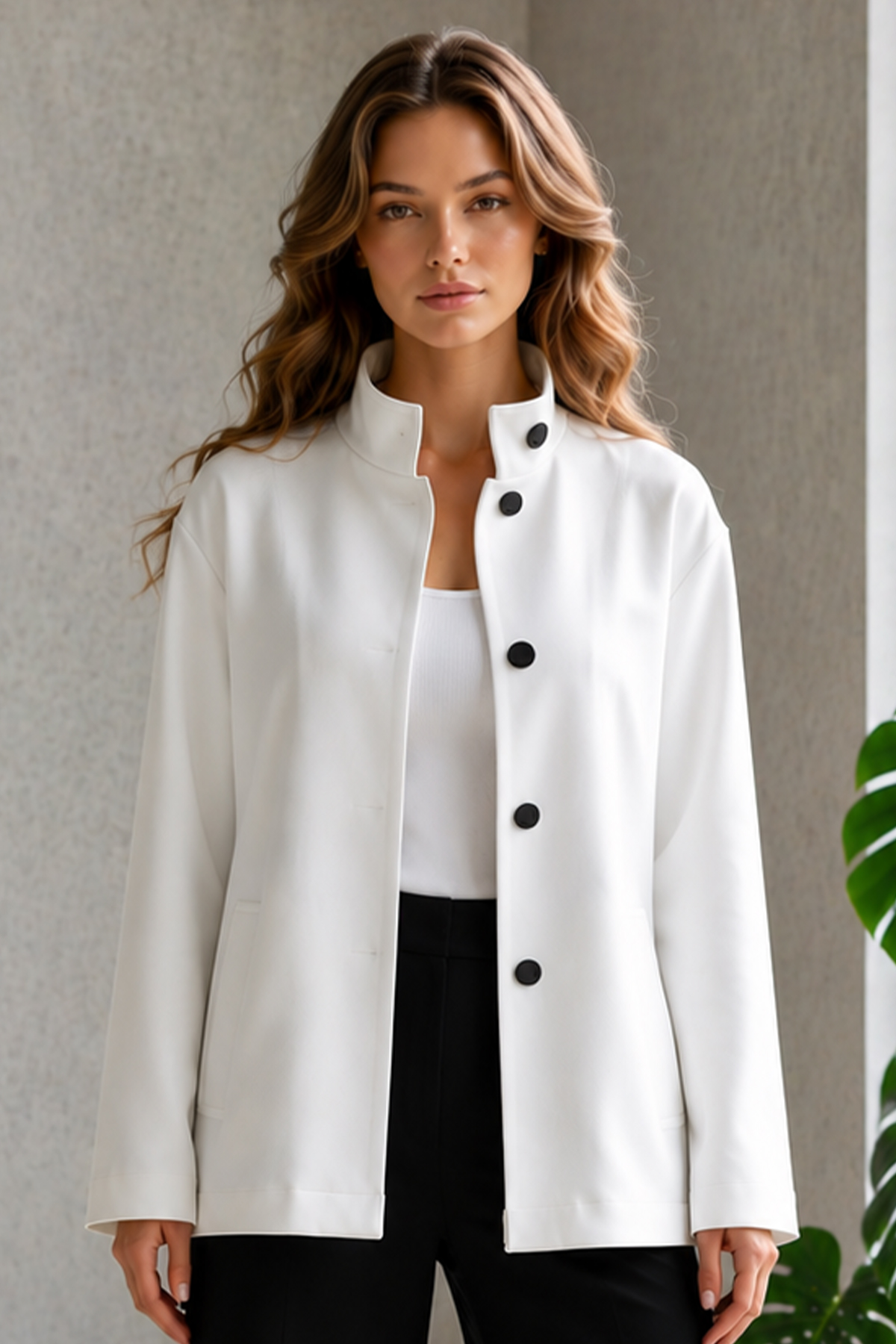 Buttoned Scuba Jacket-detail
