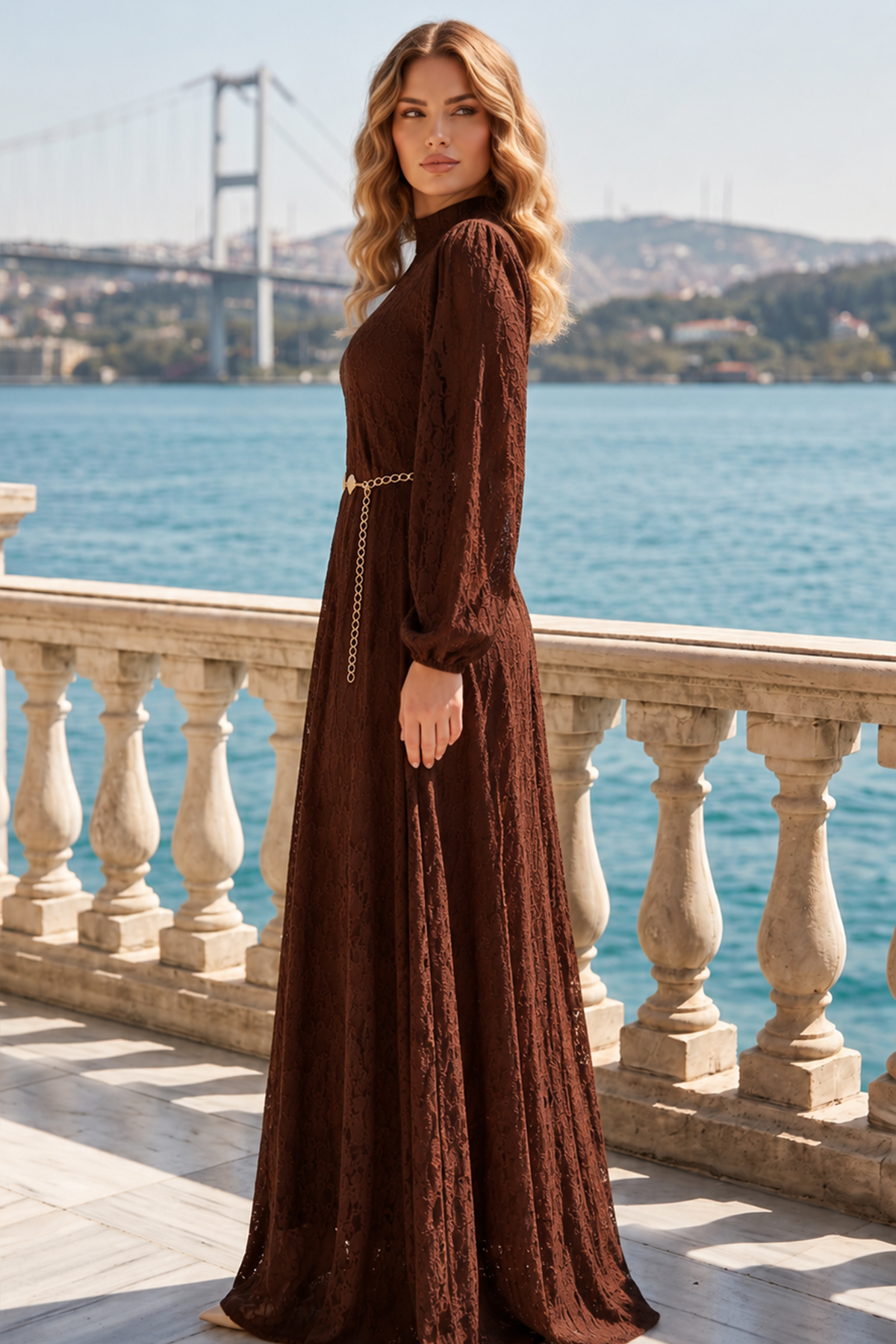 Belted Modest Dress-detail