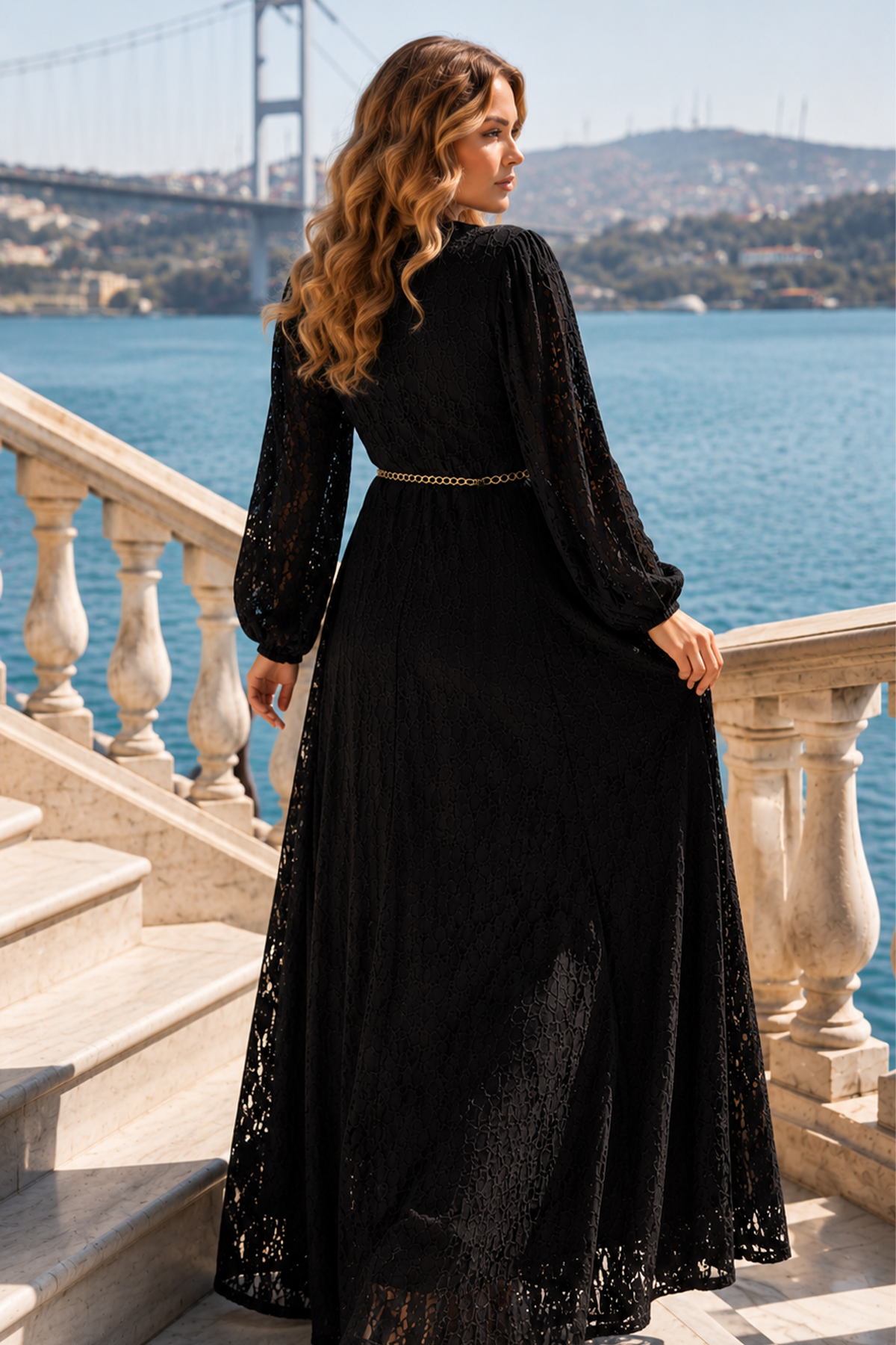 Belted Modest Dress-detail
