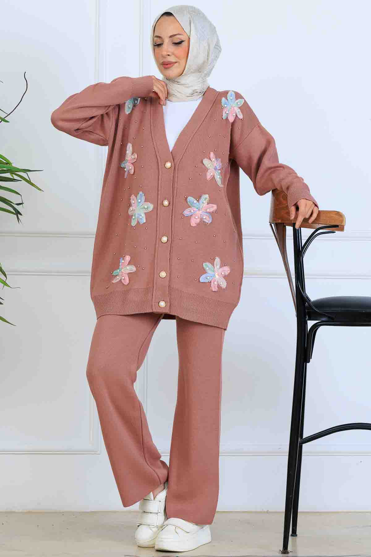 Floral Knit Cardigan Set
